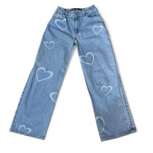 Hollister Ultra High-Rise Medium Wash Heart Valentine Print Dad Jeans Size 0 R